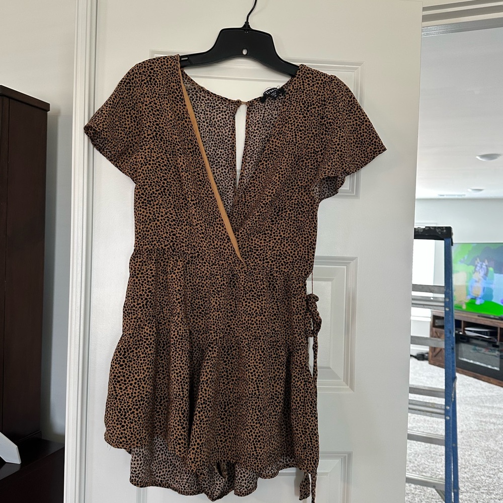 Trixxi Brown Leopard Print Romper